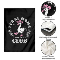 Feral Moms Raising Hellions Social Club Garden Flag Funny Goose Pink Cowgirl Boots Hat