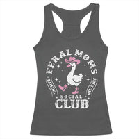 Feral Moms Raising Hellions Social Club Racerback Tank Top Funny Goose Pink Cowgirl Boots Hat