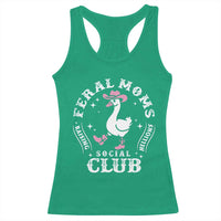 Feral Moms Raising Hellions Social Club Racerback Tank Top Funny Goose Pink Cowgirl Boots Hat