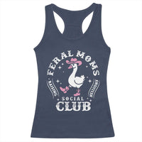 Feral Moms Raising Hellions Social Club Racerback Tank Top Funny Goose Pink Cowgirl Boots Hat