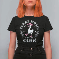 Feral Moms Raising Hellions Social Club T Shirt For Women Funny Goose Pink Cowgirl Boots Hat
