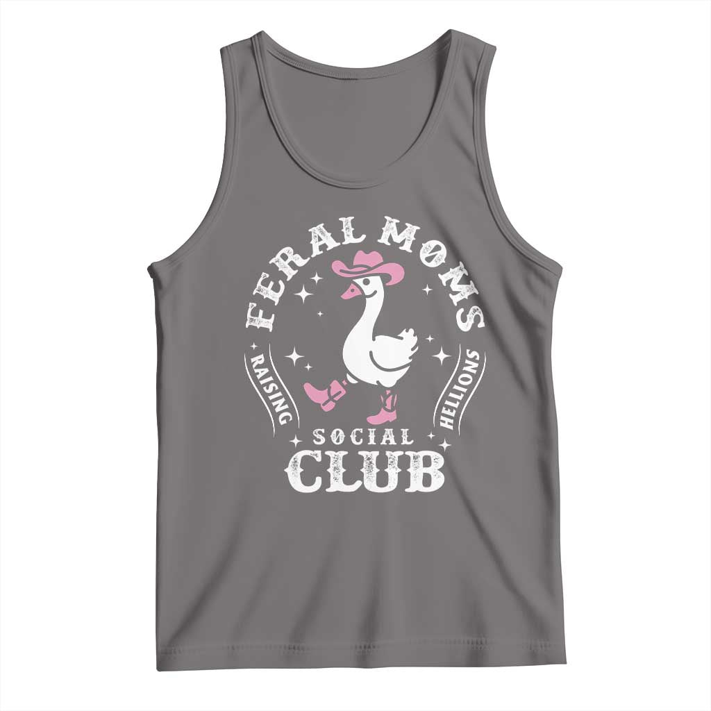 Feral Moms Raising Hellions Social Club Tank Top Funny Goose Pink Cowgirl Boots Hat