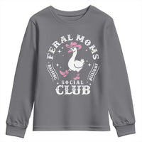 Feral Moms Raising Hellions Social Club Youth Sweatshirt Funny Goose Pink Cowgirl Boots Hat