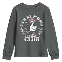 Feral Moms Raising Hellions Social Club Youth Sweatshirt Funny Goose Pink Cowgirl Boots Hat