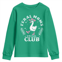 Feral Moms Raising Hellions Social Club Youth Sweatshirt Funny Goose Pink Cowgirl Boots Hat