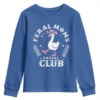 Feral Moms Raising Hellions Social Club Youth Sweatshirt Funny Goose Pink Cowgirl Boots Hat