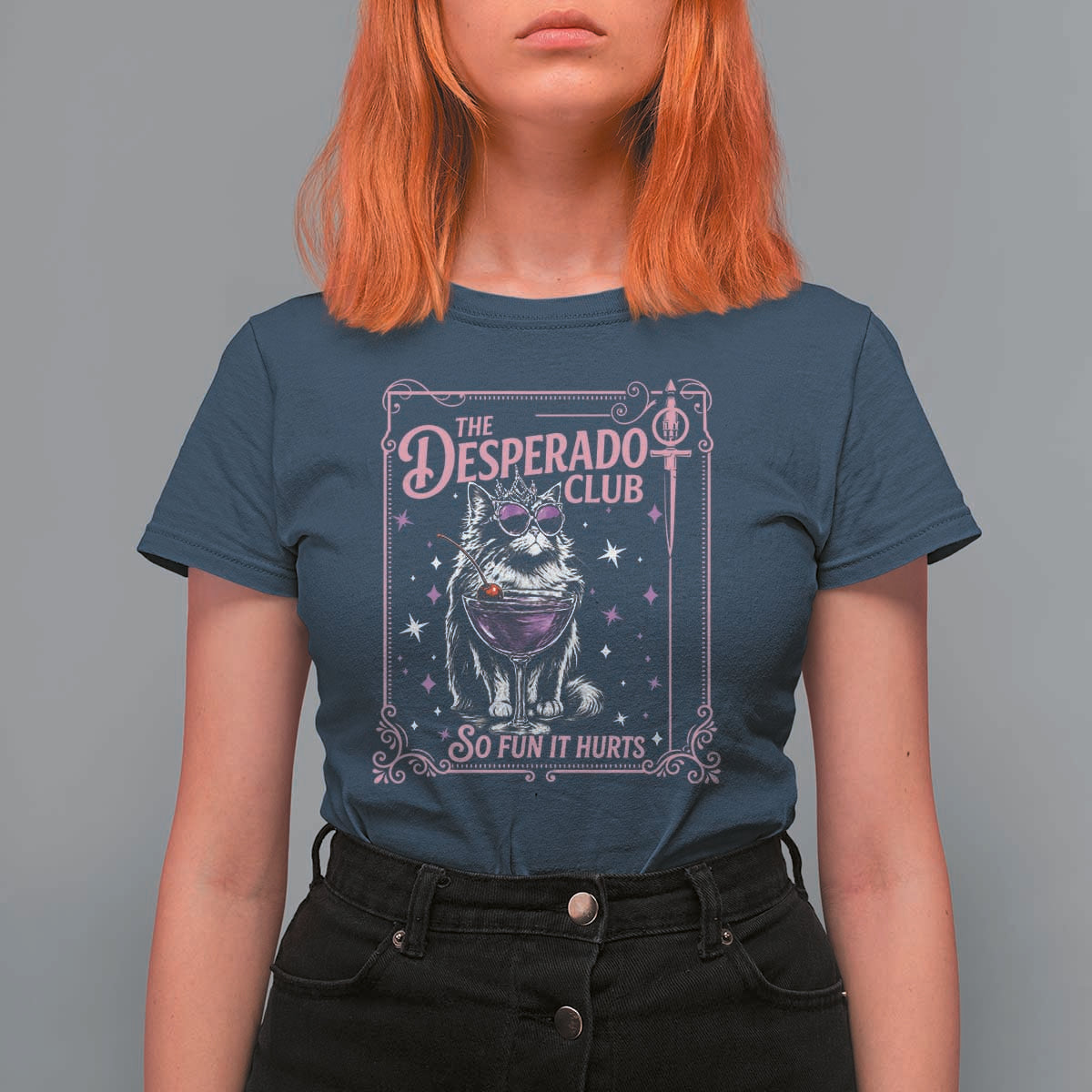 The Desperado Club Sign Sci-Fi Book T Shirt For Women Vintage Princess Cat Book Lover