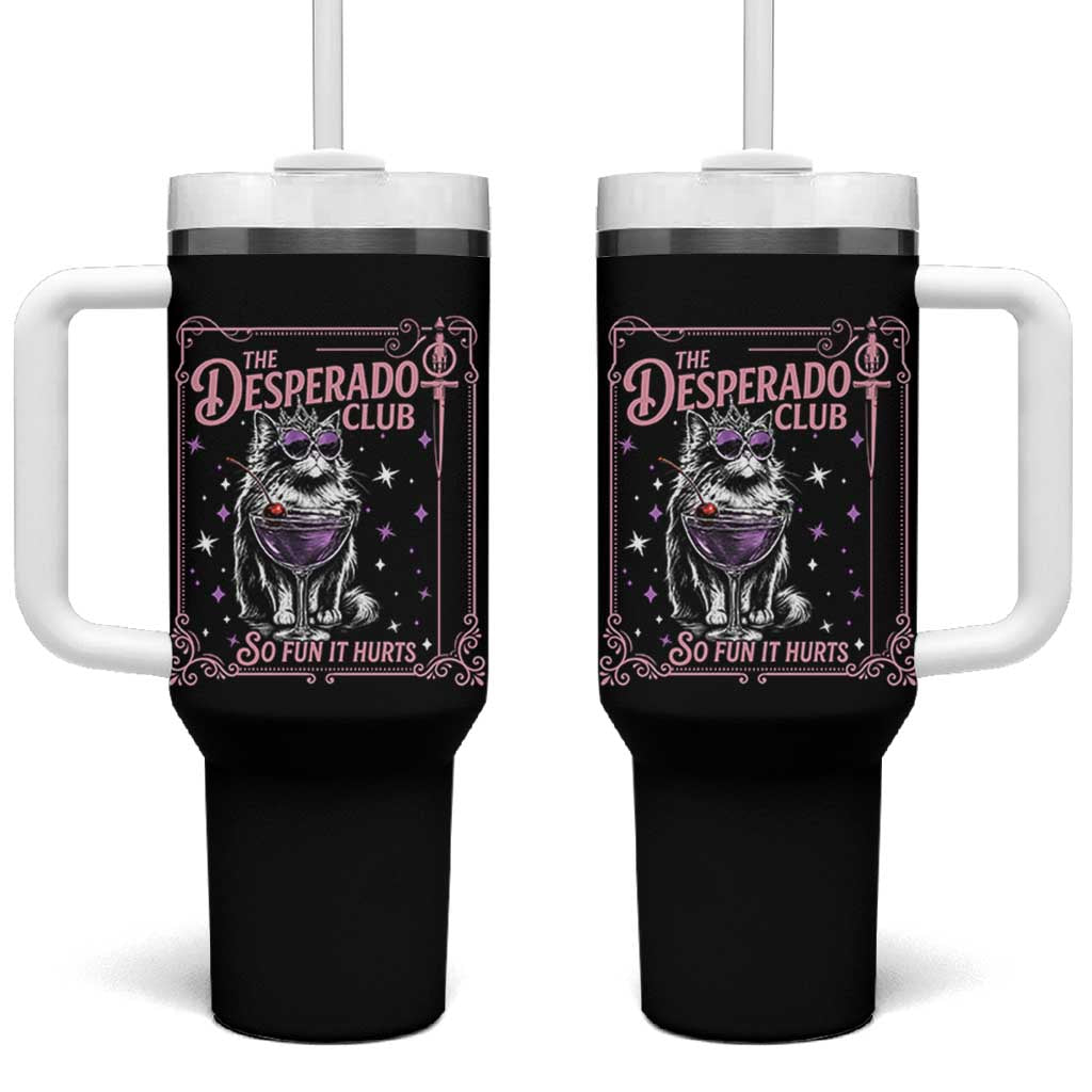 The Desperado Club Sign Sci-Fi Book Tumbler With Handle Vintage Princess Cat Book Lover