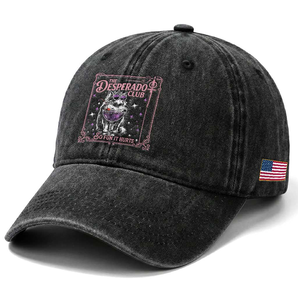 The Desperado Club Sign Sci-Fi Book Washed Cotton Baseball Cap Vintage Princess Cat Book Lover
