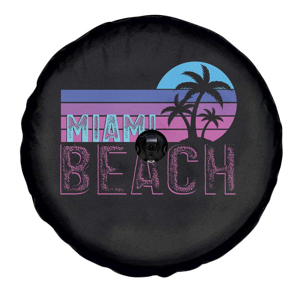 Vintage Miami Beach Spare Tire Cover Florida Proud Floridian Retro Palms Trees