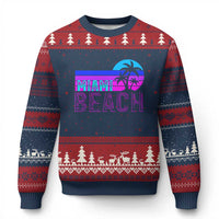 Vintage Miami Beach Ugly Christmas Sweater Florida Proud Floridian Retro Palms Trees