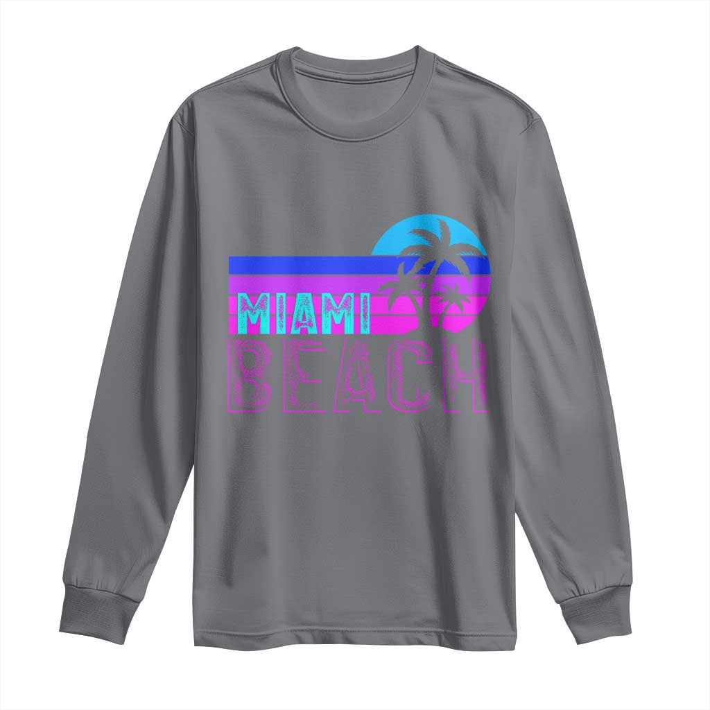 Vintage Miami Beach Long Sleeve Shirt Florida Proud Floridian Retro Palms Trees