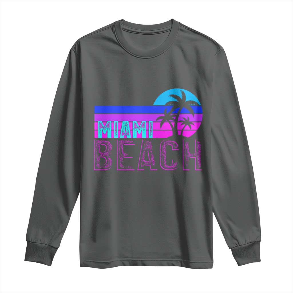 Vintage Miami Beach Long Sleeve Shirt Florida Proud Floridian Retro Palms Trees
