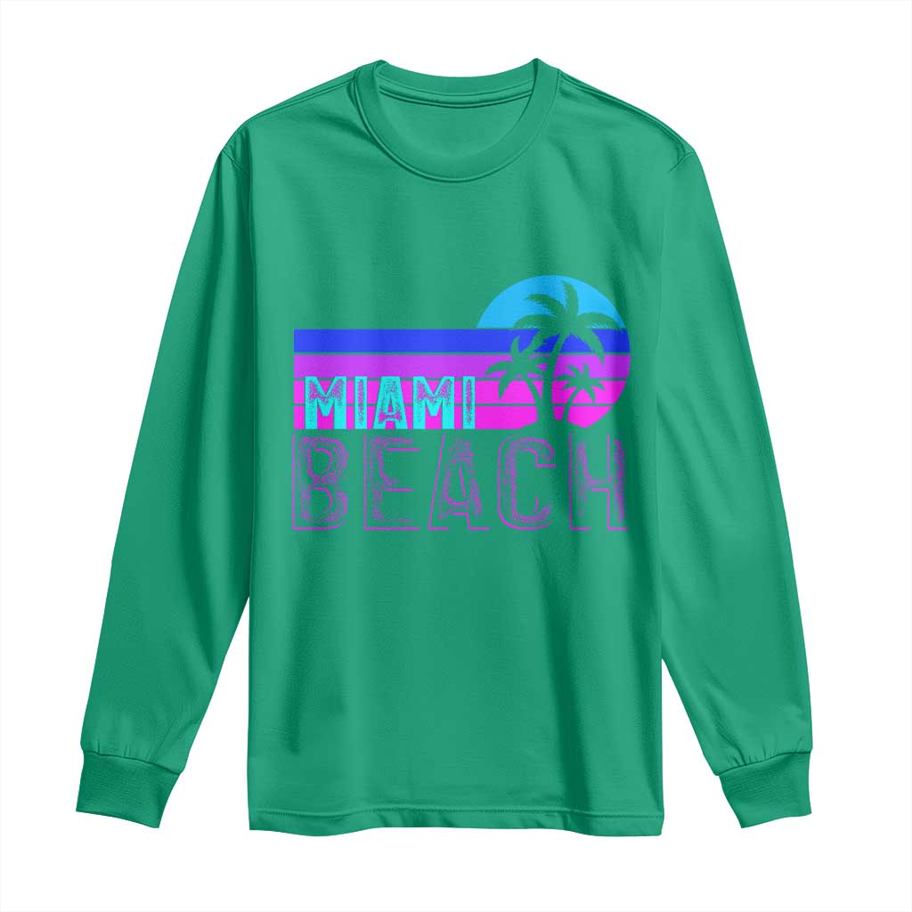 Vintage Miami Beach Long Sleeve Shirt Florida Proud Floridian Retro Palms Trees
