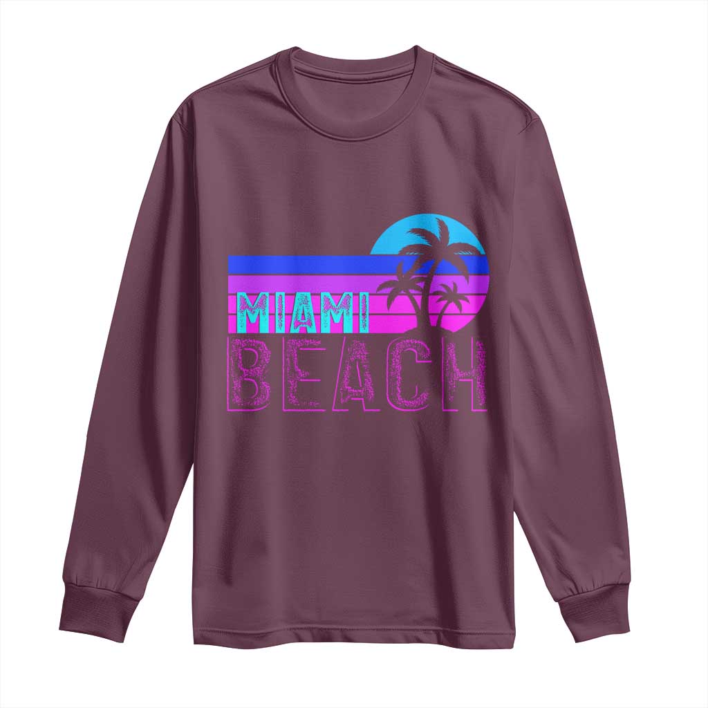 Vintage Miami Beach Long Sleeve Shirt Florida Proud Floridian Retro Palms Trees