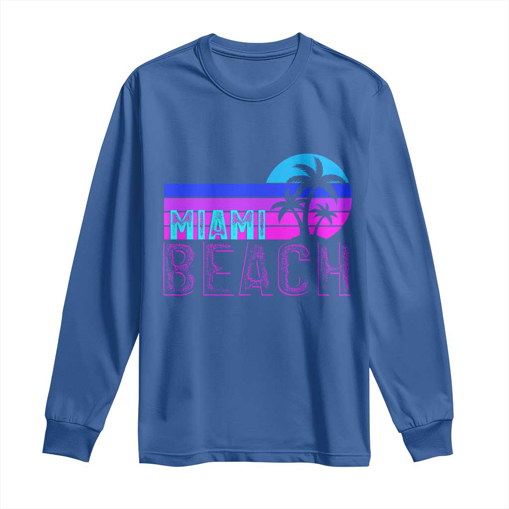 Vintage Miami Beach Long Sleeve Shirt Florida Proud Floridian Retro Palms Trees