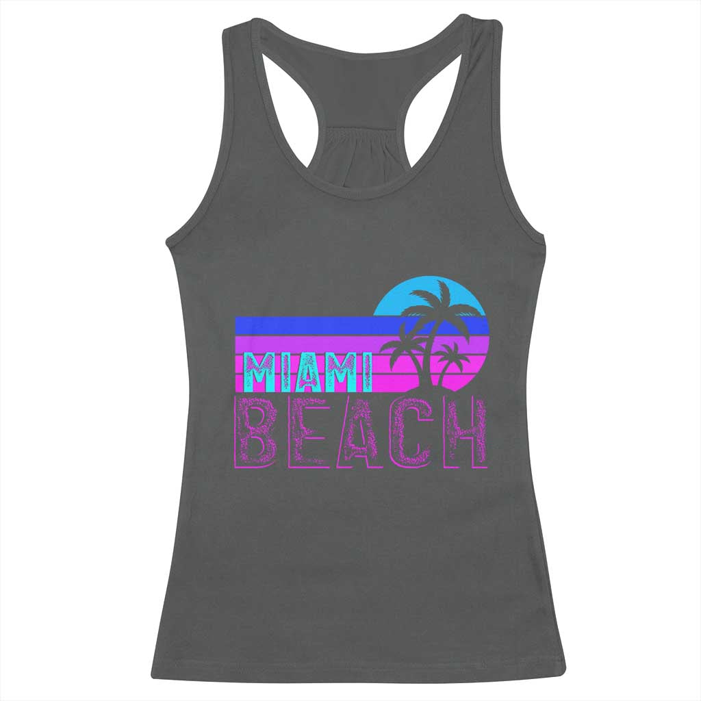 Vintage Miami Beach Racerback Tank Top Florida Proud Floridian Retro Palms Trees