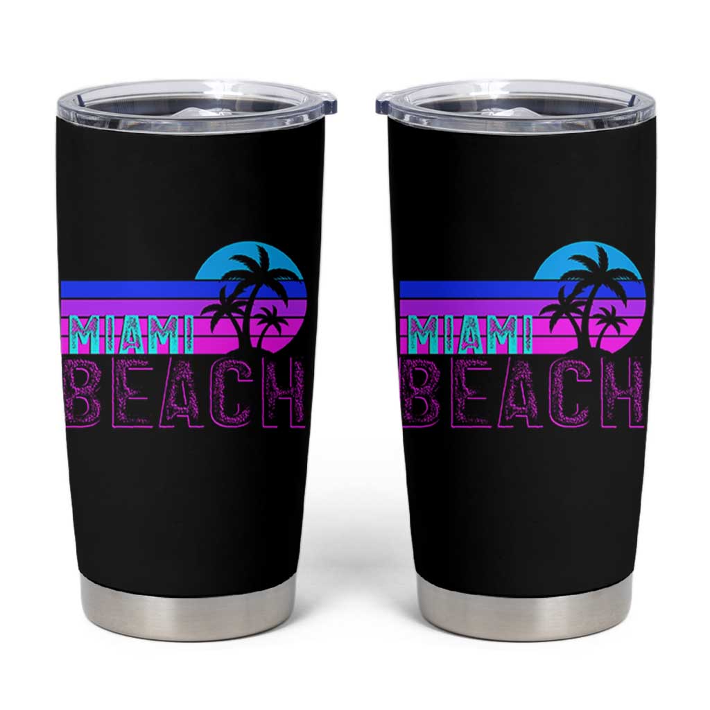 Vintage Miami Beach Tumbler Cup Florida Proud Floridian Retro Palms Trees