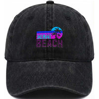 Vintage Miami Beach Washed Cotton Baseball Cap Florida Proud Floridian Retro Palms Trees