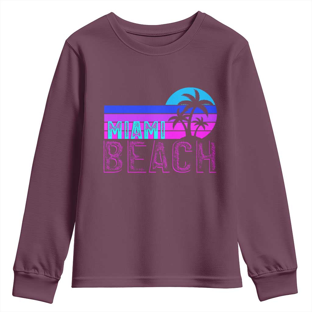 Vintage Miami Beach Youth Sweatshirt Florida Proud Floridian Retro Palms Trees