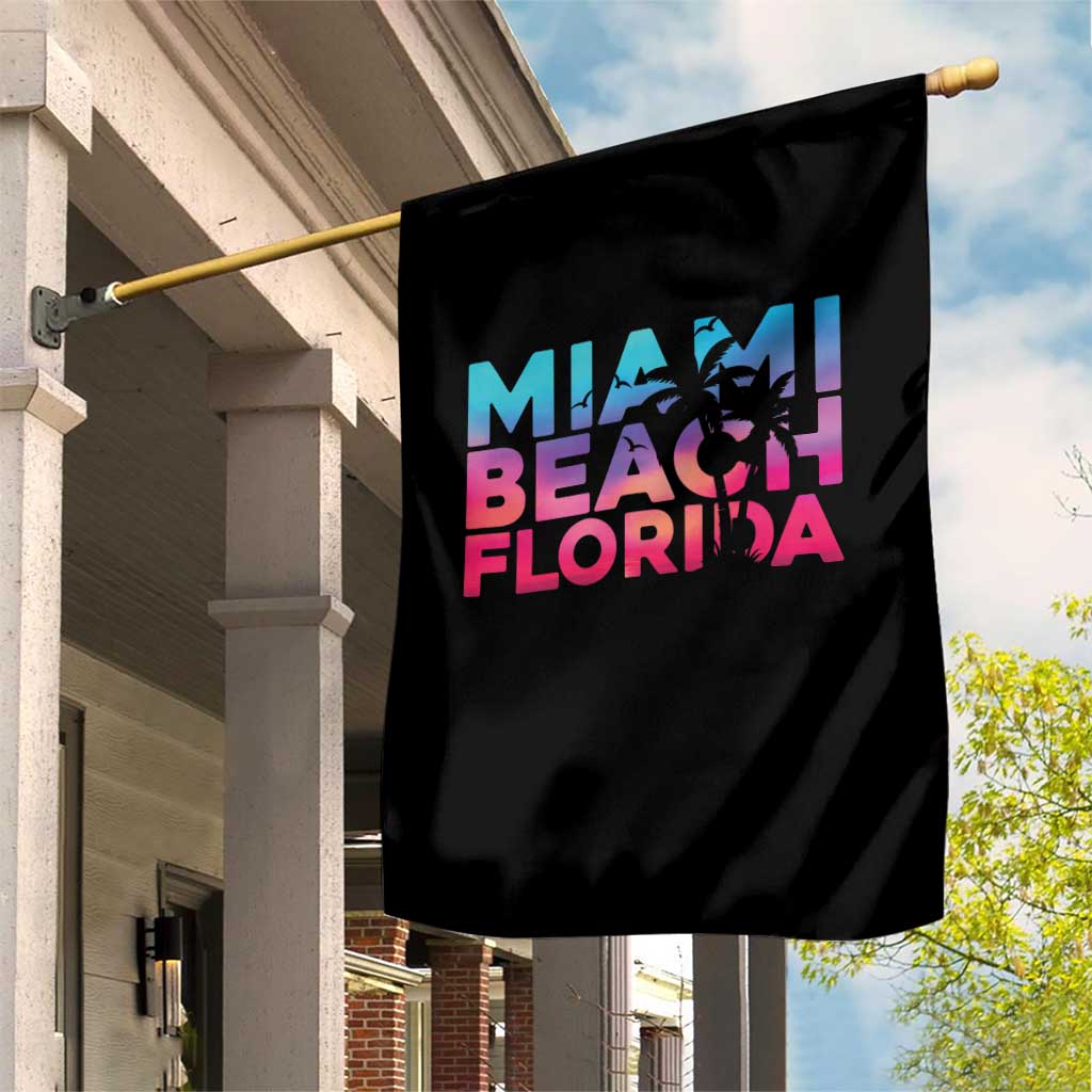 Miami Beach Florida Proud Garden Flag Floridian Retro Palms Trees