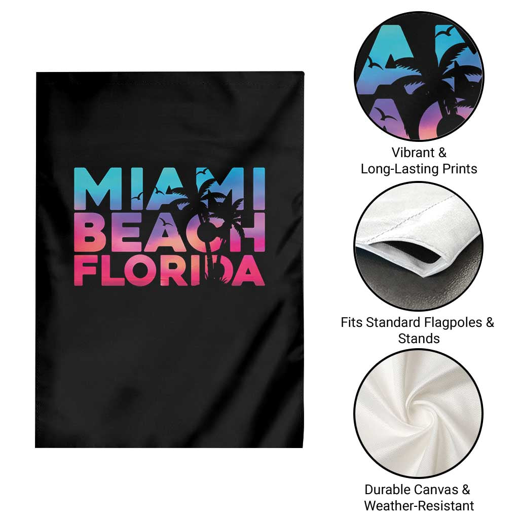 Miami Beach Florida Proud Garden Flag Floridian Retro Palms Trees