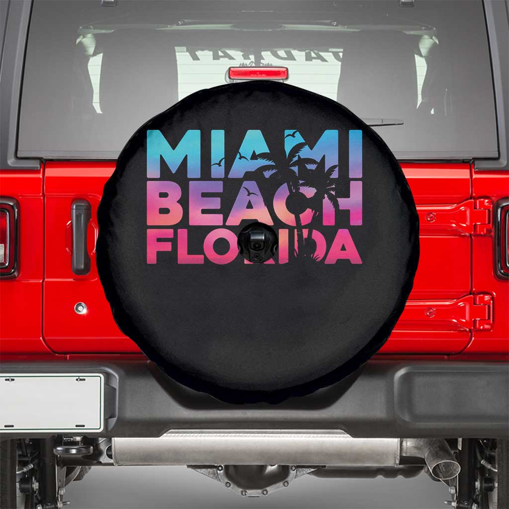 Miami Beach Florida Proud Spare Tire Cover Floridian Retro Palms Trees