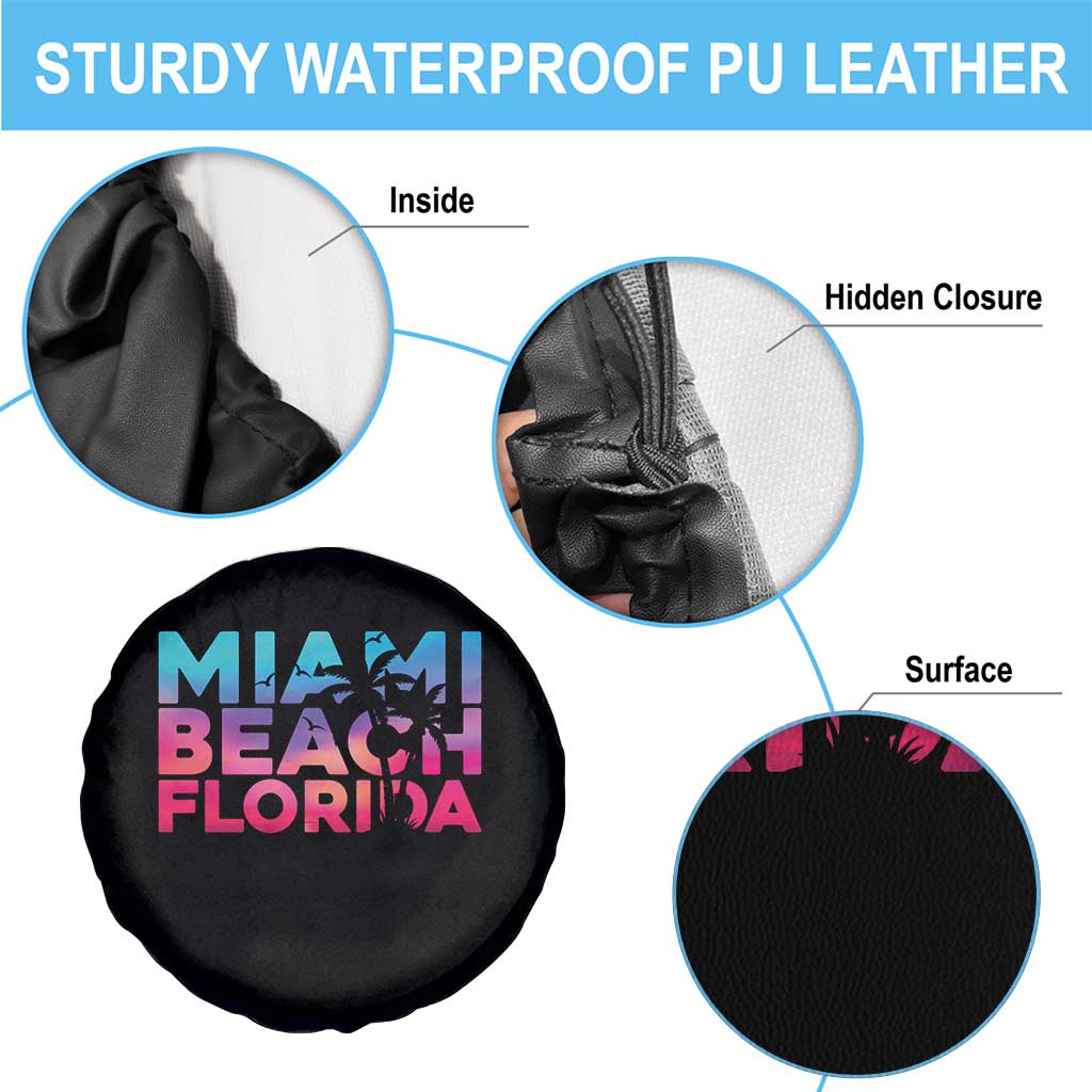 Miami Beach Florida Proud Spare Tire Cover Floridian Retro Palms Trees