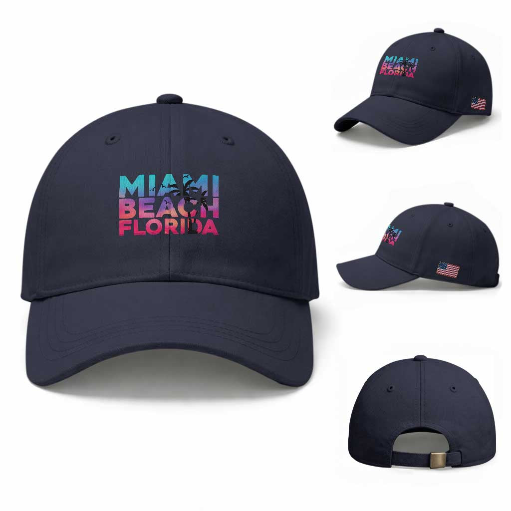 Miami Beach Florida Proud Baseball Cap Floridian Retro Palms Trees