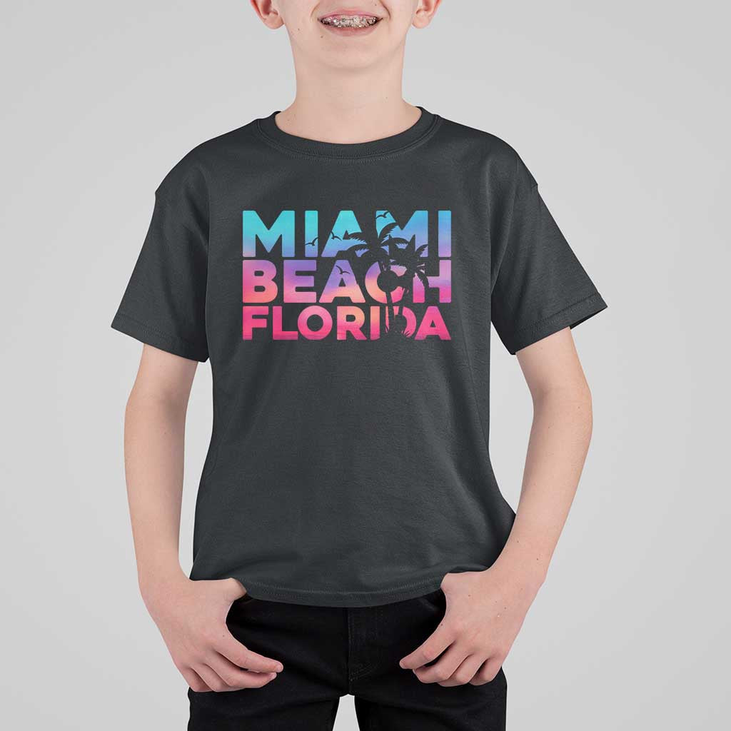 Miami Beach Florida Proud T Shirt For Kid Floridian Retro Palms Trees