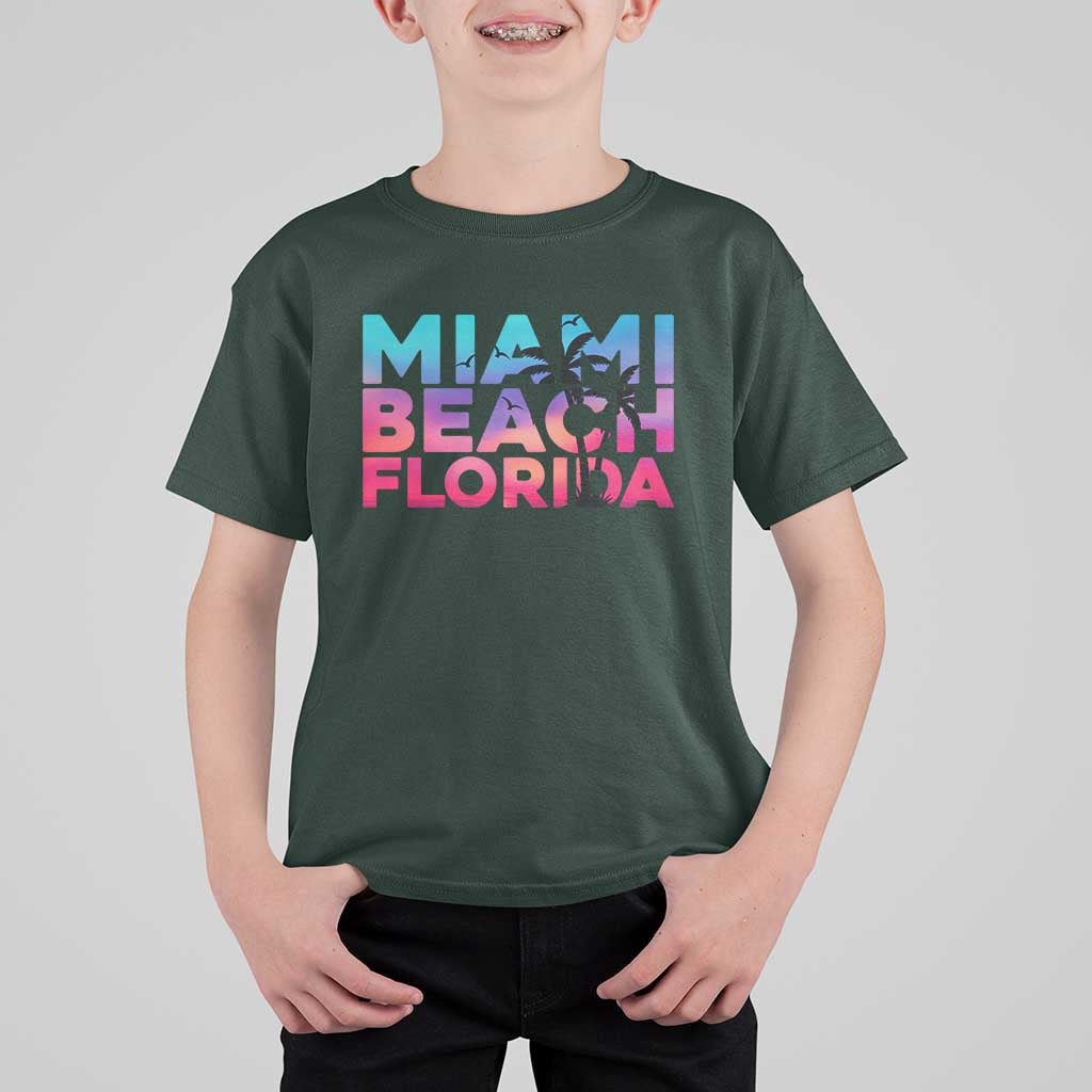 Miami Beach Florida Proud T Shirt For Kid Floridian Retro Palms Trees