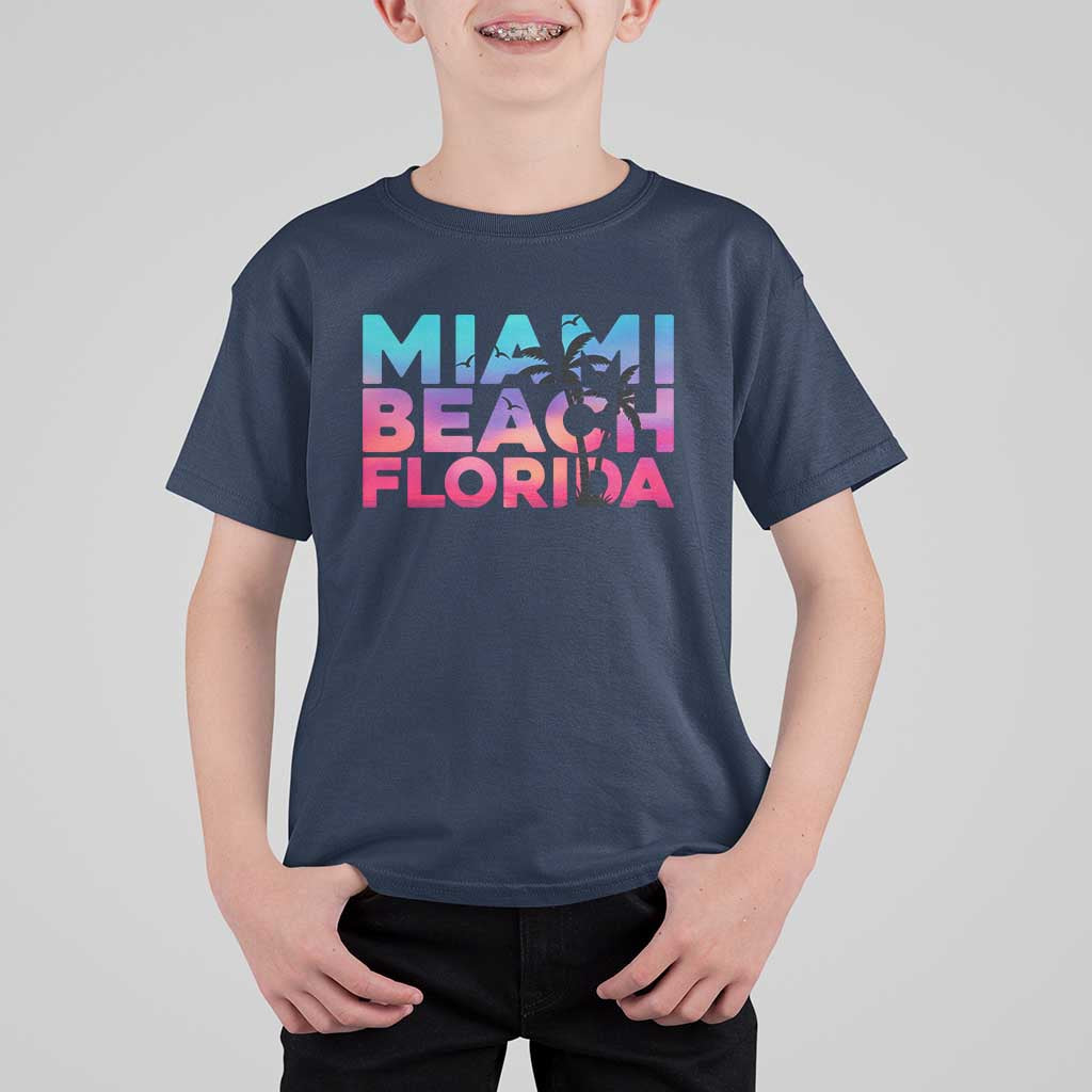 Miami Beach Florida Proud T Shirt For Kid Floridian Retro Palms Trees