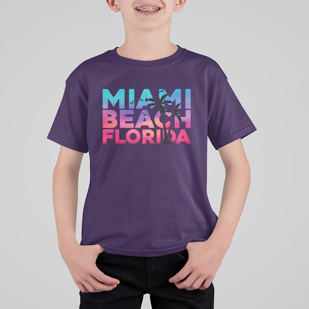 Miami Beach Florida Proud T Shirt For Kid Floridian Retro Palms Trees