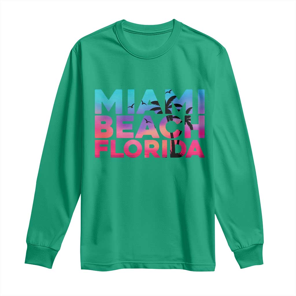Miami Beach Florida Proud Long Sleeve Shirt Floridian Retro Palms Trees