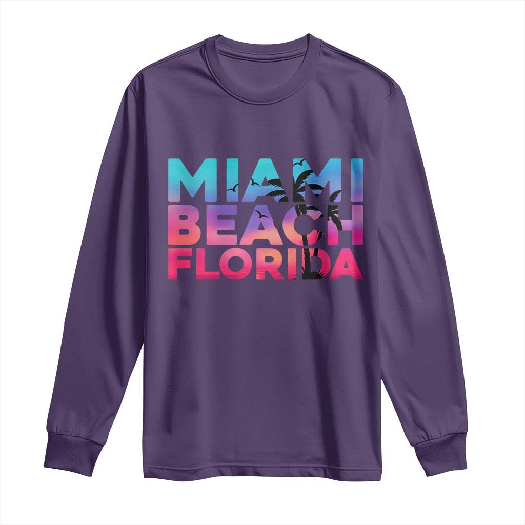 Miami Beach Florida Proud Long Sleeve Shirt Floridian Retro Palms Trees