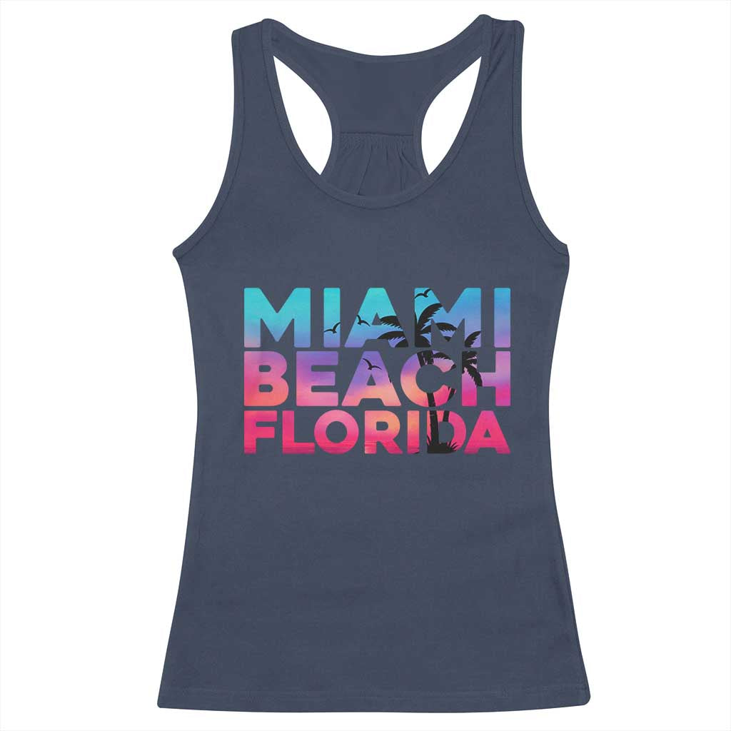 Miami Beach Florida Proud Racerback Tank Top Floridian Retro Palms Trees