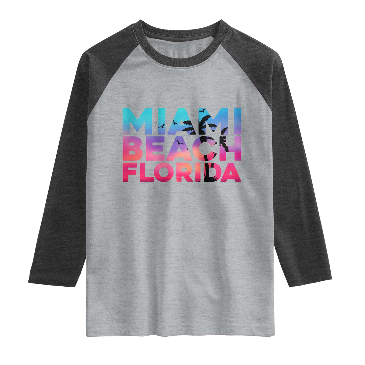 Miami Beach Florida Proud Raglan Shirt Floridian Retro Palms Trees