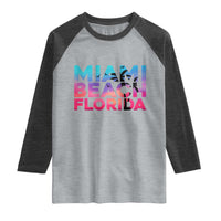 Miami Beach Florida Proud Raglan Shirt Floridian Retro Palms Trees