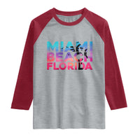 Miami Beach Florida Proud Raglan Shirt Floridian Retro Palms Trees