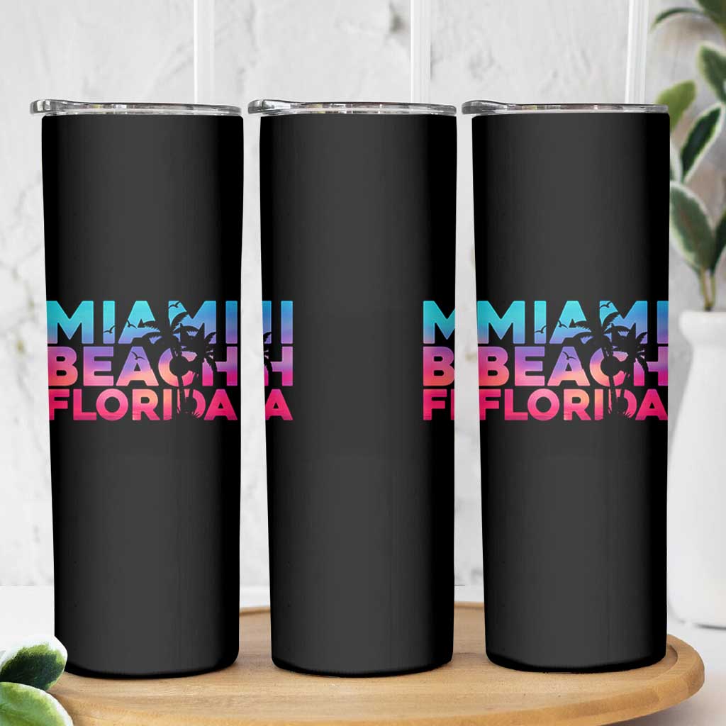 Miami Beach Florida Proud Skinny Tumbler Floridian Retro Palms Trees