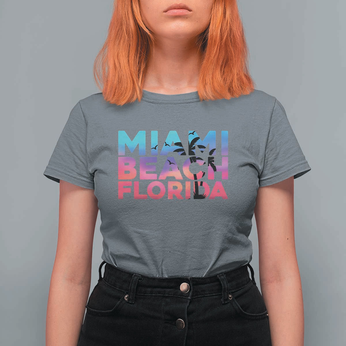 Miami Beach Florida Proud T Shirt For Women Floridian Retro Palms Trees