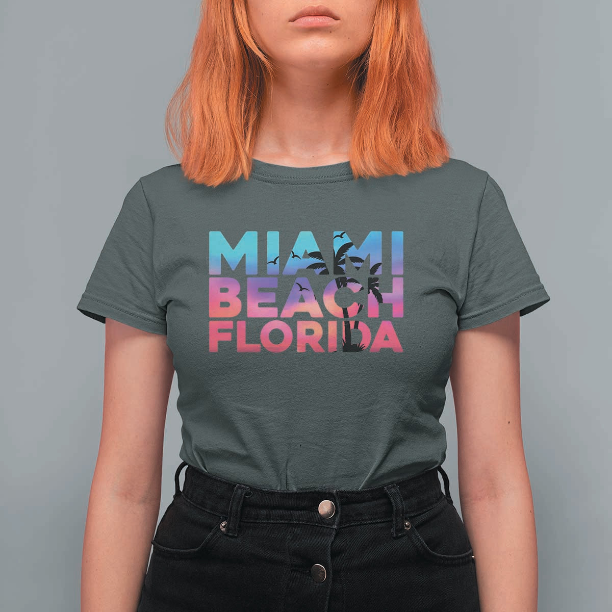 Miami Beach Florida Proud T Shirt For Women Floridian Retro Palms Trees