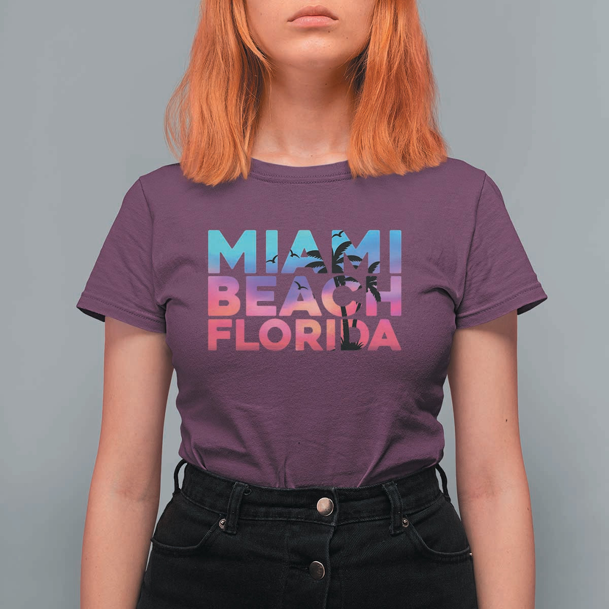 Miami Beach Florida Proud T Shirt For Women Floridian Retro Palms Trees
