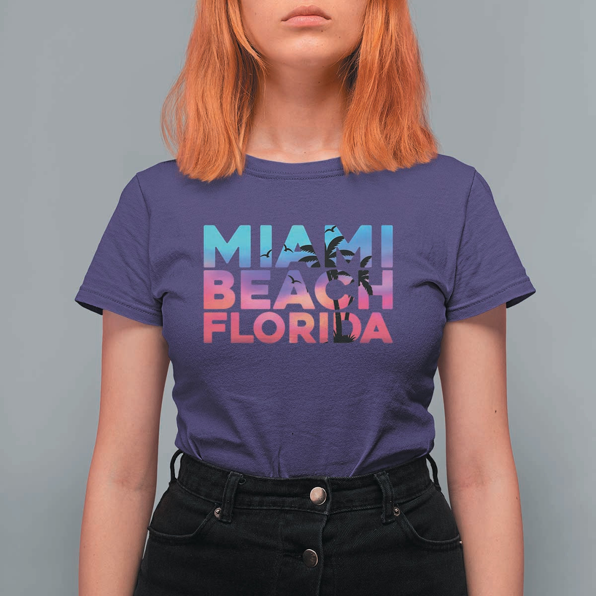 Miami Beach Florida Proud T Shirt For Women Floridian Retro Palms Trees