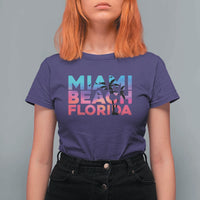 Miami Beach Florida Proud T Shirt For Women Floridian Retro Palms Trees