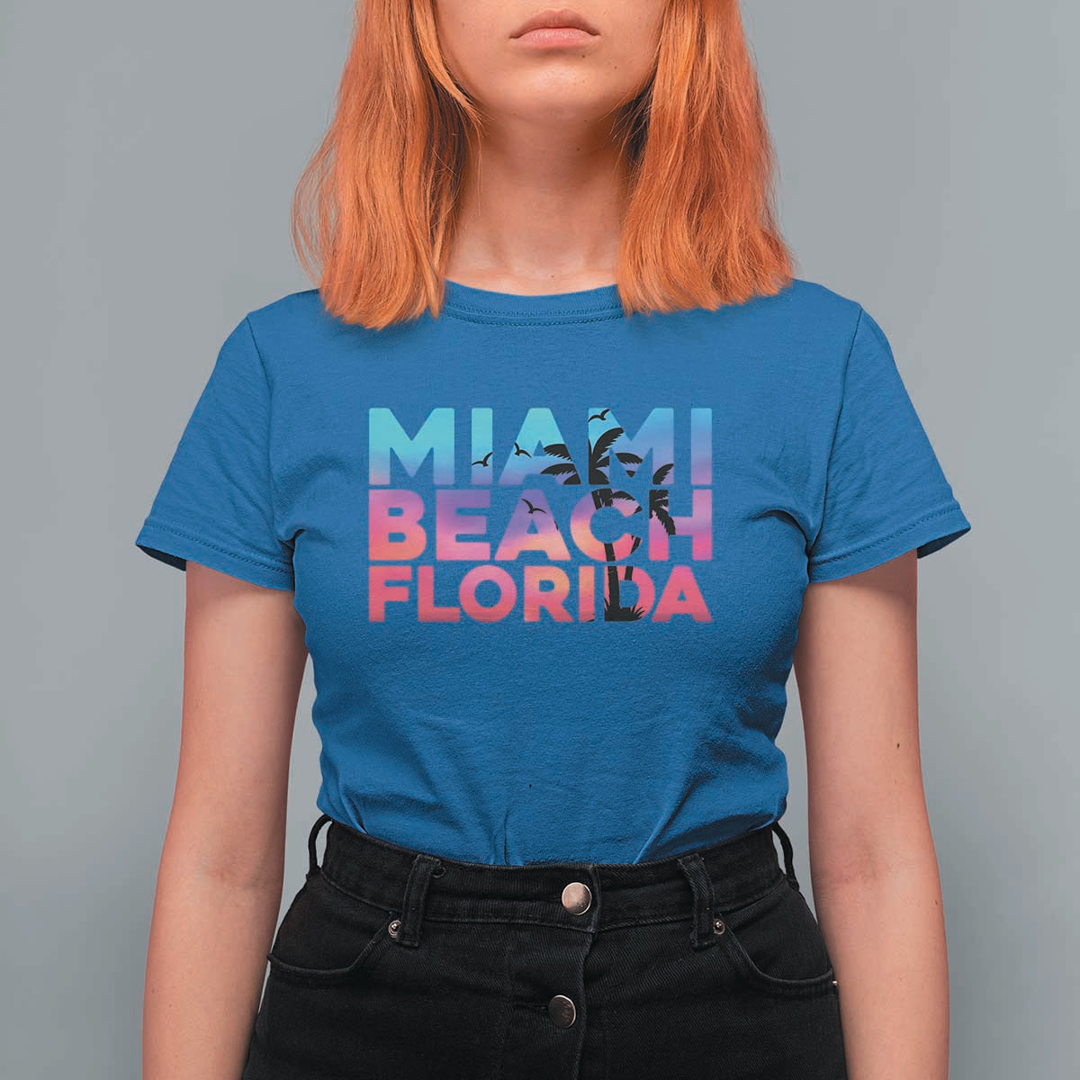 Miami Beach Florida Proud T Shirt For Women Floridian Retro Palms Trees