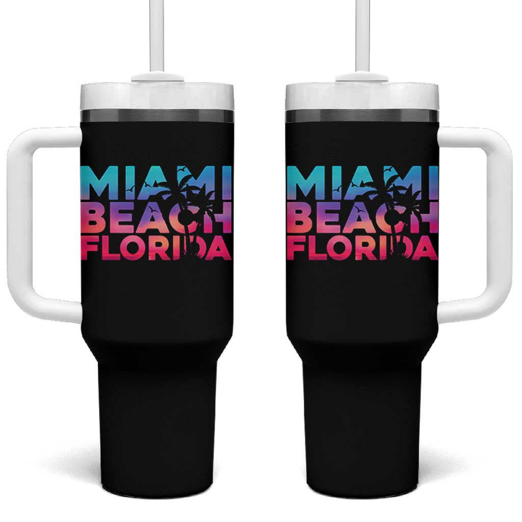 Miami Beach Florida Proud Tumbler With Handle Floridian Retro Palms Trees
