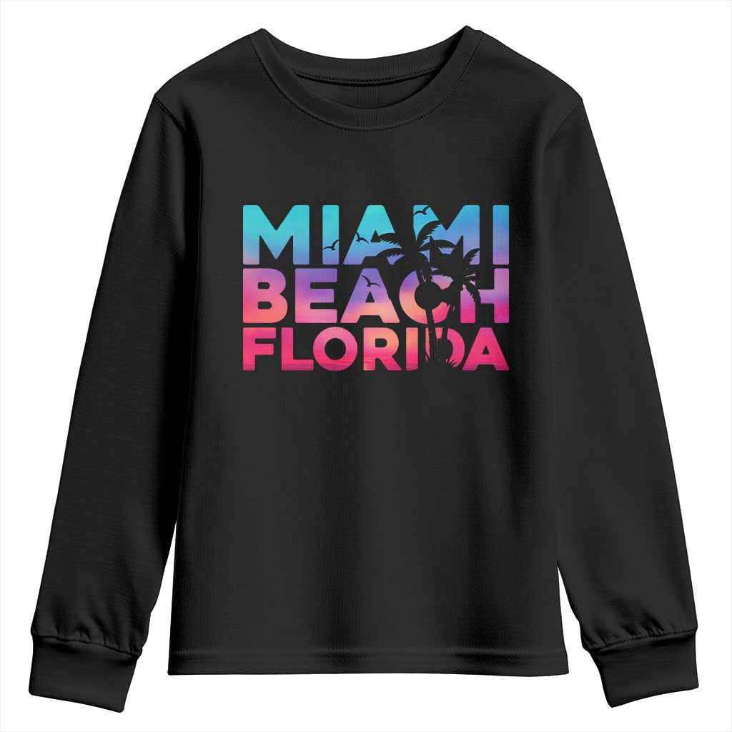 Miami Beach Florida Proud Youth Sweatshirt Floridian Retro Palms Trees