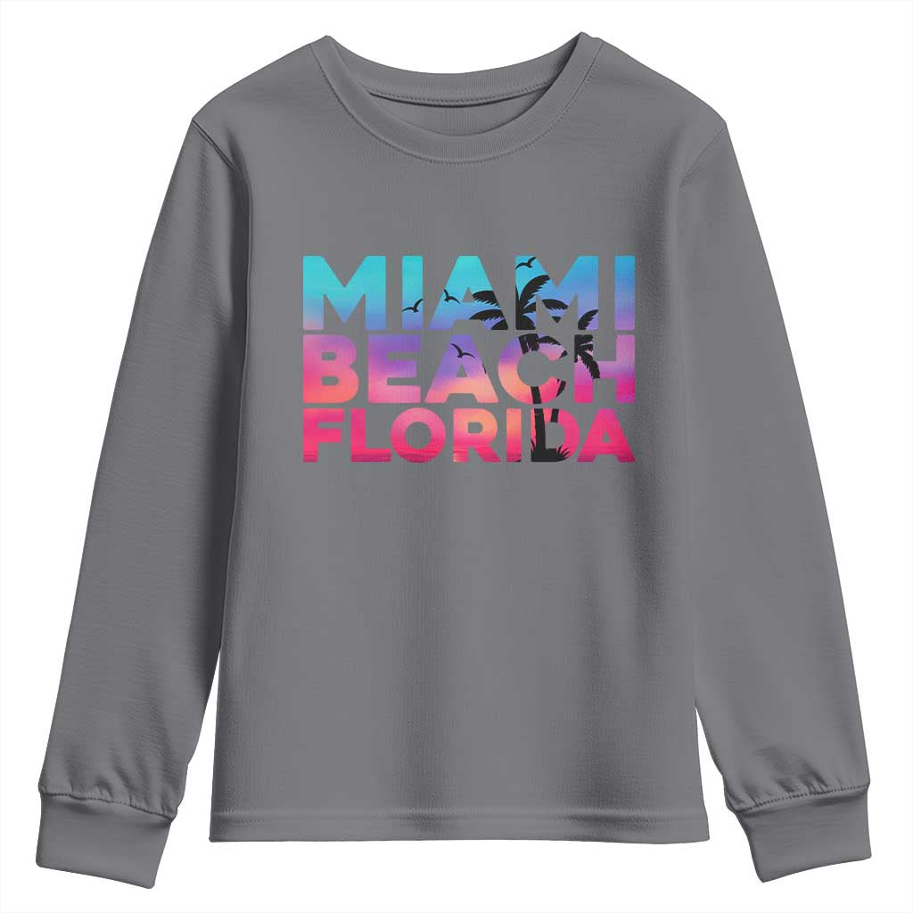 Miami Beach Florida Proud Youth Sweatshirt Floridian Retro Palms Trees