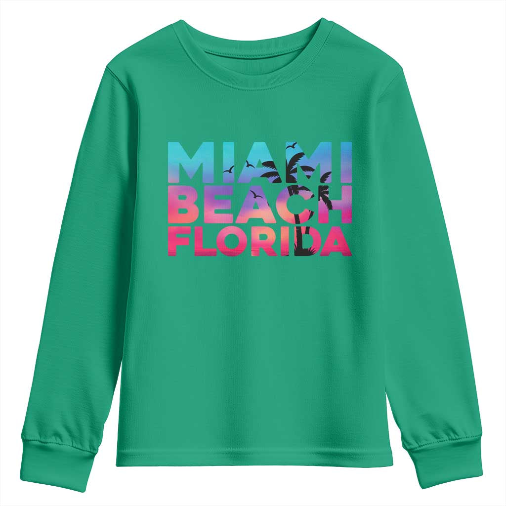 Miami Beach Florida Proud Youth Sweatshirt Floridian Retro Palms Trees